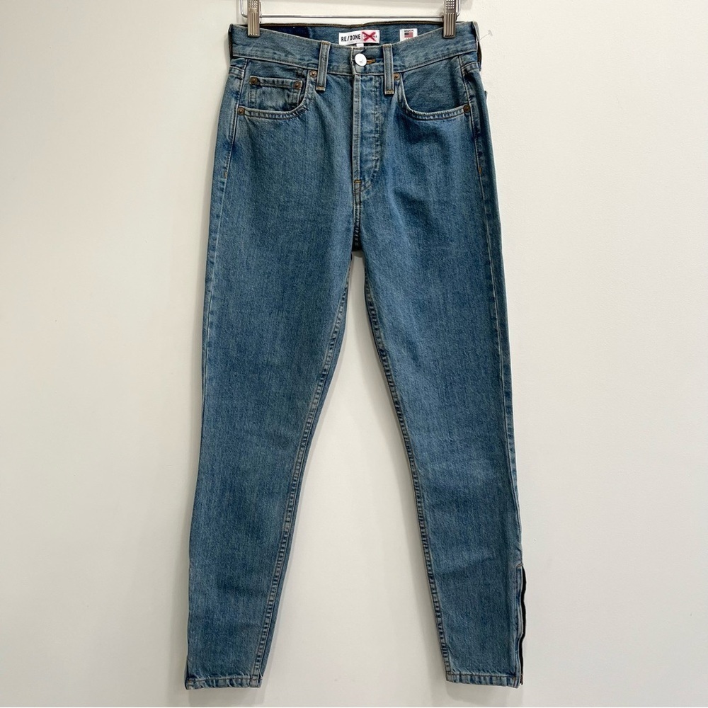 RE/DONE Originals High Rise Ankle Zip Jeans in 90's Wash 180-3WHRZ Size 25 - Picture 2 of 14